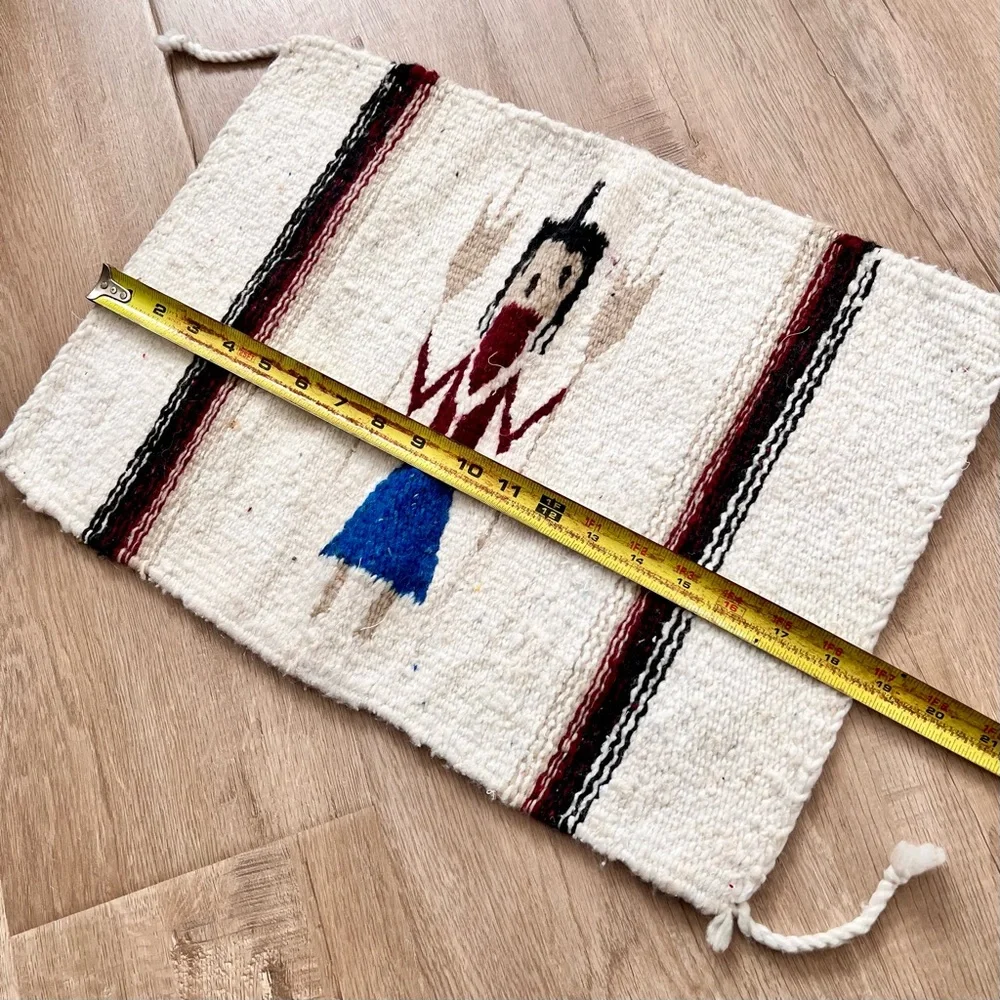 Navajo Yei Pictorial Weaving Handmade Rug Vintage Native American Art 18.5 X 13”